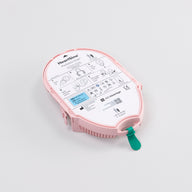 Pink pediatric pads and battery cartridge for the HeartSine defibrillator