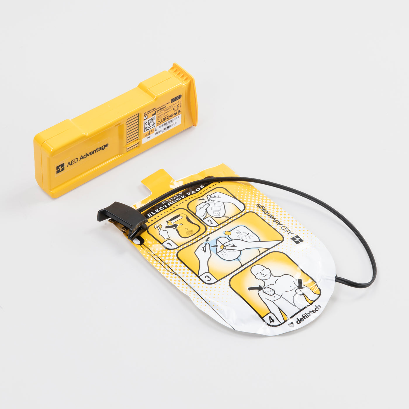 Yellow electrodes package and yellow battery pack for the Defibtech LIifeline VIEW defibrillator